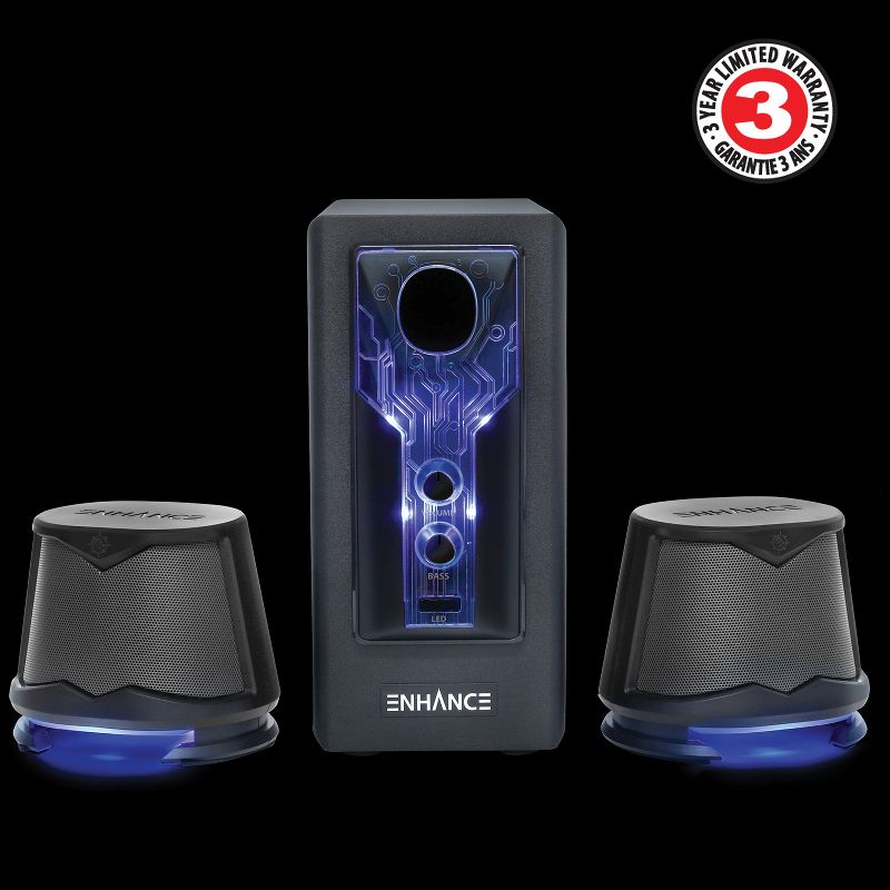 ENHANCE SB 2.1 Powered Computer Speakers with Subwoofer, 4 of 5