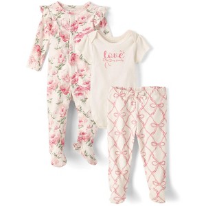 The Children's Place Baby Girls Long Sleeve Bow 3-Piece Take Me Home Set - 1 of 4