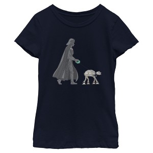 Girls Star Wars Darth Vader AT-AT Walking the Dog T Shirt - 1 of 4
