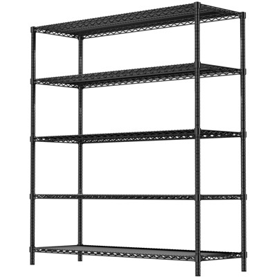 VYNXARIA 60" 5-Tier Heavy-Duty Black Wire Shelf - 800LBS Capacity for Ultimate Storage