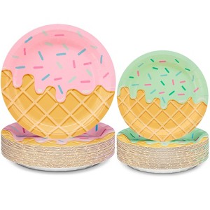 DYLIVeS 100 Pack Ice Cream Birthday Party Plates,Ice Cream Disposable Tableware Party Table Decorations,9''and 7'' Plates for Appetizer,Lunch,Dinner - 1 of 4