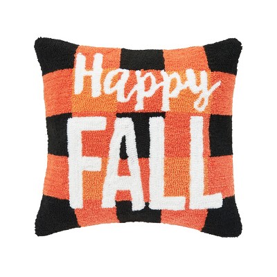 Fall Pumpkins Hand-Hooked Wool Decorative Throw Pillow