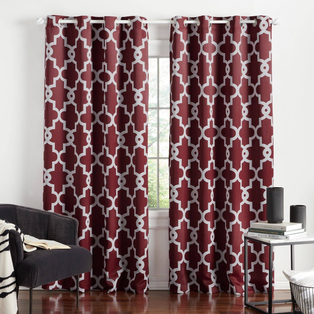 Photos - Curtains & Drapes Set of 2 84"x52" Ironwork Sateen Woven Room Darkening Window Curtain Panel