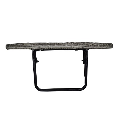 Gray Foldable Wicker Balcony Table with Metal Frame
