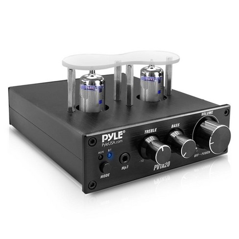 Pyle PVTA20 600W Bluetooth Tube Amplifier - Stereo Receiver, 2 Tubes,  AUX/MP3/Mic Inputs, Copper Output - Desktop Audio Power Amp, 600W,