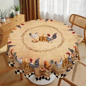 Farmhouse Tablecloth, Farm Country Rooster Plaid Rectangle Table Clothes for Dining Room, Party, Weddin Home Decor - 1 of 4
