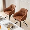 Hyleory Vintage Leather Dining Chairs Set of 2, Swivel Counter Stools for Kitchen Island, 360° Rotating Bar Height Chairs with Padded Seat - 3 of 4