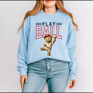 Simply Sage Market Play Ball Baseball Bear Sweatshirt - 1 of 4