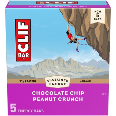 CLIF Bar Chocolate Chip Peanut Crunch Granola Protein Bar Made with Organic Oats - 11g Protein - 12oz/5pk