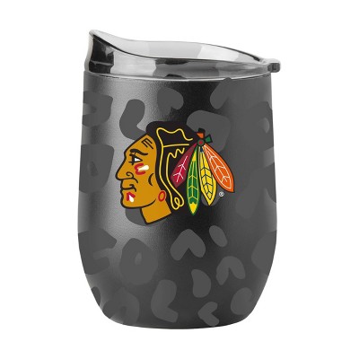 NHL Chicago Blackhawks 16oz Leopard Powder Coat Curved Beverage Can - Black