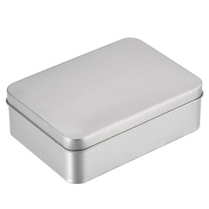 Unique Bargains Home Tinplate Sturdy Durable Portable Storage Box with Lids Silver Tone - 1 of 3