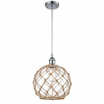 Farmhouse Rope - 1 Light Cord Hung Mini Pendant In Industrial Style-13 Inches Tall and 10 Inches Wide