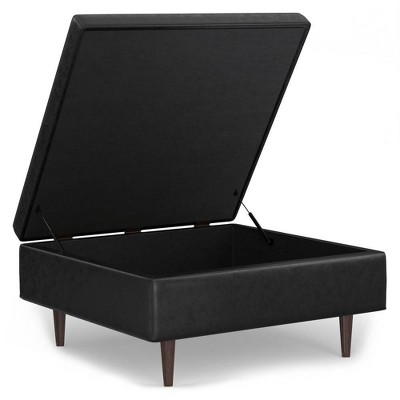 WyndenHall Blanchette Mid Century Large Square Coffee Table Storage Ottoman