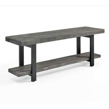 Pomona Metal and Reclaimed Wood Bench Slate Gray - Alaterre Furniture