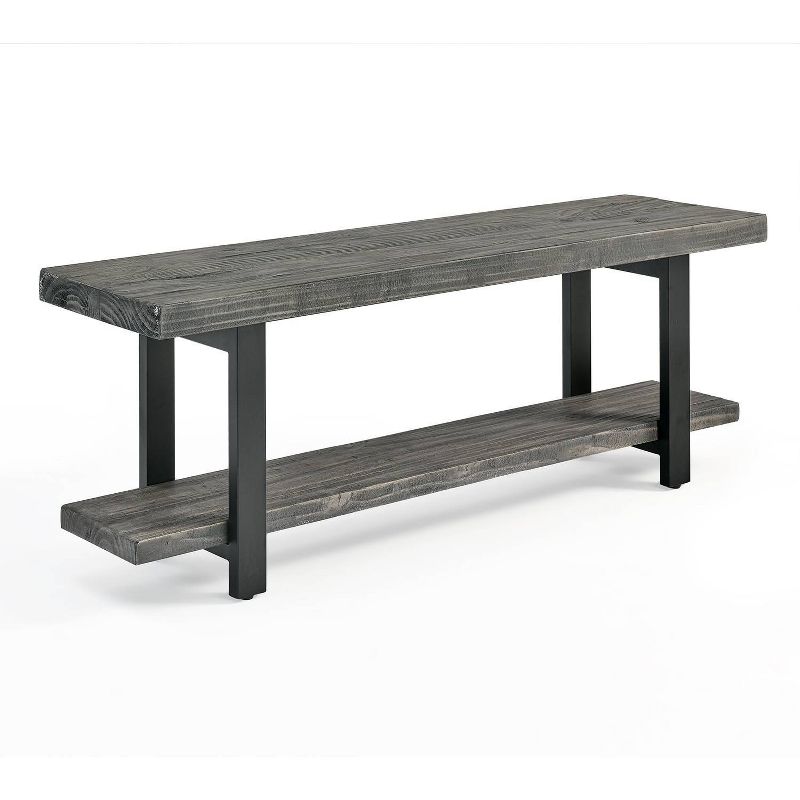 Pomona Metal and Reclaimed Wood Bench Slate Gray - Alaterre Furniture, 1 of 8