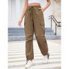 Women Baggy Parachute Pants Casual Cargo Pant Low Waist Loose Pants Multiple Pockets Jogger - 2 of 4