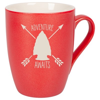 100 North Arrow Head 10 Ounce Crimson Red Metallic Finish, Comfortably Fits Your Hands, New Bone China Coffee Tea Cup Mug, Adventure Awaits
