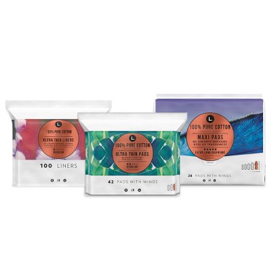 L. Chlorine Free Ultra Thin Pads, with Wings, Organic Top Sheet