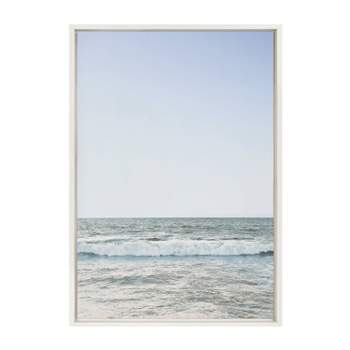 23" x 33" Sylvie Pale Blue Sea by The Creative Bunch Studio Framed Wall Canvas White - Kate & Laurel All Things Decor