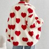 Women's Button Down Cardigan Cute Heart Print V Neck Soft Cardigan Sweater Coat - 3 of 4