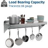 12" x 24" Stainless Steel Wall Mounted Pot Rack Shelf with 5 Hooks, Stainless Steel Shelf, Commercial Wall Mounted, Easy to Clear - 3 of 4