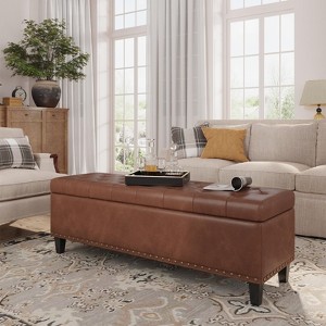 Storage Ottoman Bench, 51-Inch 30 Gallons Large Faux Leather Bench - 1 of 4