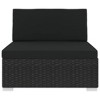 vidaXL - Black Poly Rattan Sectional Middle Seat with Cushions - Weather-Resistant, Comfortable, Modular Outdoor Furniture Piece for Garden - 3 of 4