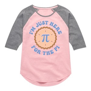 Girls' - Instant Message - Just Here For The Pi Shirt Tail Raglan Graphic T-shirt - 1 of 4
