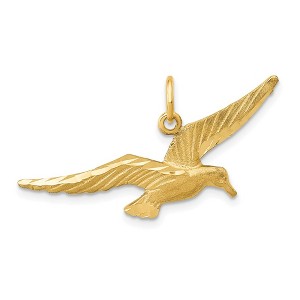 Black Bow Jewelry 14k Yellow Gold Satin & Diamond Cut Flying Bird Pendant - 1 of 4