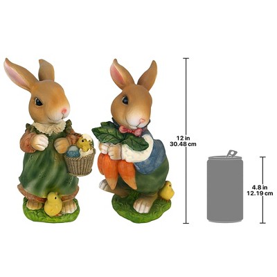Hand-Painted Resin Bunny Rabbit Spring Decor Set