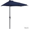 Sunnydaze Solar Outdoor Half Patio Umbrella with LED Lights and Crank - 9' - Navy Blue - 2 of 4