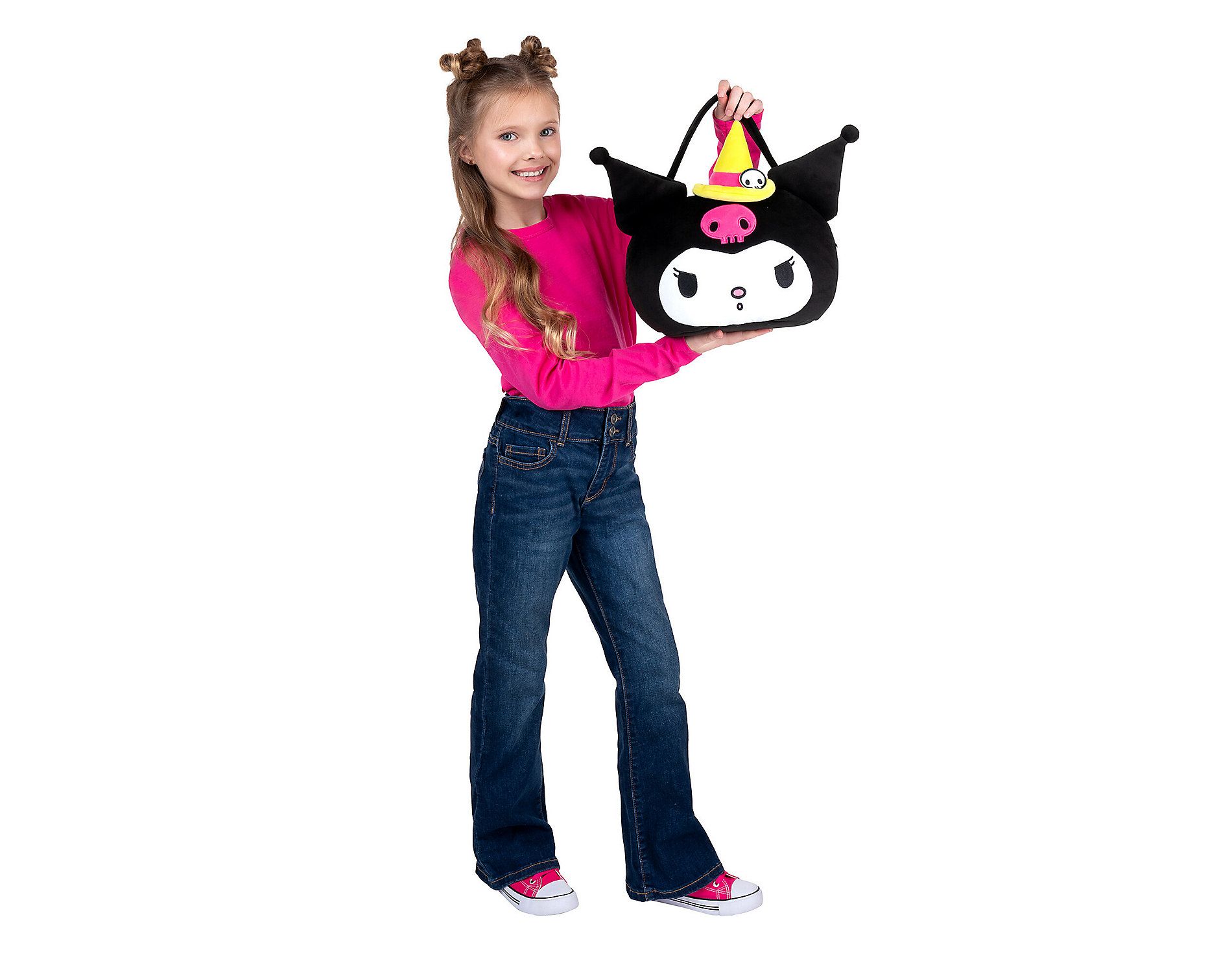 Jazwares Kuromi Girl's Plush Halloween Treat Pail Costume Prop - Black One Size