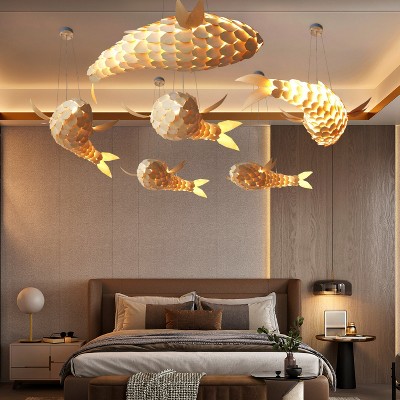 Fish-Shaped Pendant Ceiling Light Dining Room Chandelier Lamp for Decor