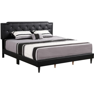 Passion Furniture Deb Black Tufted King Panel Bed : Target