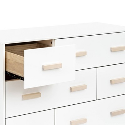 White and Washed Natural Mid-Century 6-Drawer Dresser
