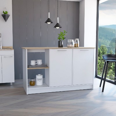 NicBex Kitchen Island Cart Morden Kitchen Carts with Storage, 2 Cabinet Door, 2 Storage Shelves for Kitchen, White