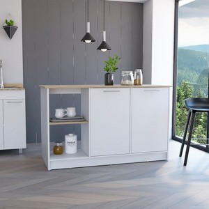 NicBex Kitchen Island Cart Morden Kitchen Carts with Storage, 2 Cabinet Door, 2 Storage Shelves for Kitchen, White - 1 of 4