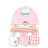 Hudson Baby Girls Cotton Cap and Scratch Mitten Set, Butterfly Floral, 0-6 Months - 2 of 4
