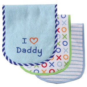 Luvable Friends Baby Boy Cotton Burp Cloths with Fiber Filling 3pk, Blue Dad, One Size - 1 of 1