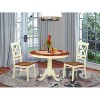 HomeStock 3-Pc Buttermilk and Cherry Solid Wood Top - Round Dining Room Set - Seats 4 - 2 of 4