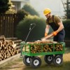 VEVOR 680 Lbs Steel Garden Cart on Wheels, Heavy Duty Garden Wagon Cart Pullable, Metal Outdoor Utility Yard Wagon Carts, Green - 2 of 4