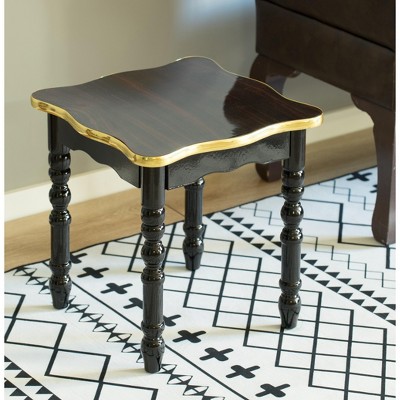 Square Black and Gold Wooden Accent End Table