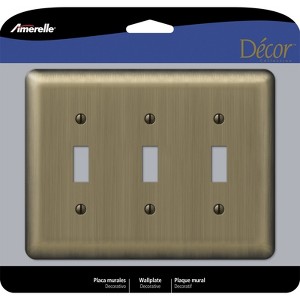 Amerelle Devon Brushed Brass 3 gang Stamped Steel Toggle Wall Plate 1 pk - 1 of 1
