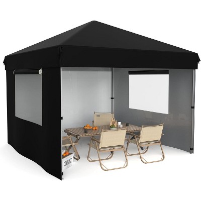 10x10 Pop Up Canopy with 3 Removable Sidewalls, Beach Tent - UV Protection, Outdoor Gazebo with 1-Button Push, Outdoor Sun Shade Events