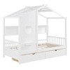 Merax Wooden House Bed with 2 Storage Drawers & Built-In Shelves - 4 of 4