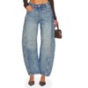 Imily Bela Womens Vintage Boyfriend Baggy Wide Leg Barrel Mid Rise Denim Ankle Pants - 2 of 4