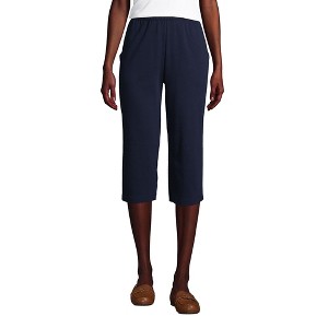 Lands' End Women's Sport Knit High Rise Elastic Waist Capri Pants - 1 of 4