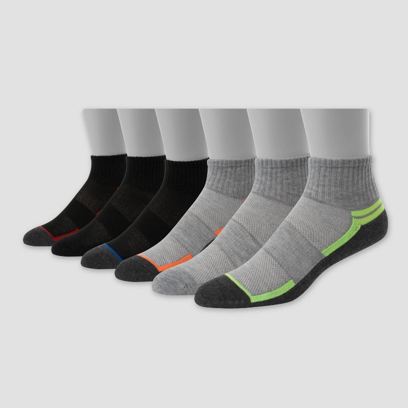 Hanes Premium Boys' 6pk Ankle Athletic Socks - Colors May Vary, 3 of 5