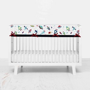 Bacati - Space Multicolor Boys Cotton Long Crib Rail Guard Cover - 1 of 4