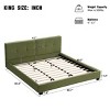 Upholstered Platform Bed with Curved Tufted Headboard, Velvet Fabric Frame Bed for Bedroom-Baofuwish - 4 of 4